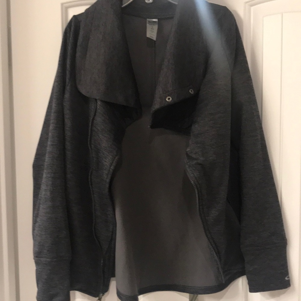 Charcoal gray, athletic duo-dry jacket.
